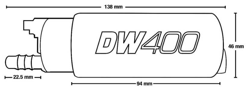 DeatschWerks In-Tank Pump DW400 L/Hr. In-tank pumpe. In-tank bensinpumpe. In-tank bensinpumpe